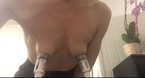 Pumping small tits with big nipples