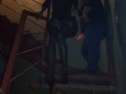GF fuck Sissy CD outside her apartment (risk pegging)