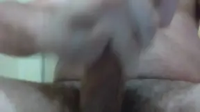 Amateur jacks off with huge mushroom head cock