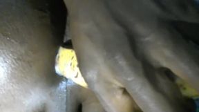 Bisexual boy fucked raw with a banana and big black cock creampie