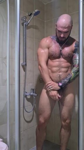 Muscled Stud in Bathroom