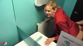 Exciting office sex filmed in office stall!!