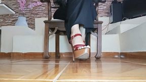 A lot of sounds with high heels and latex gloves on the hands (4)