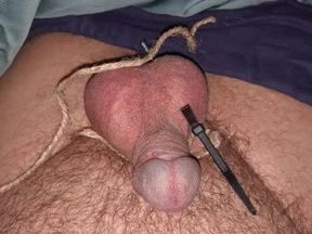 BDSM Self-CBT Session 2 Part 1: Self-Bondage, Penis, Rope, Plastic Clamps