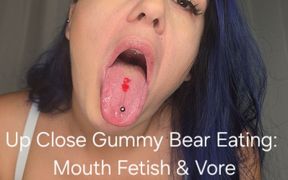 Up Close Gummy Bear Eating: Mouth Fetish