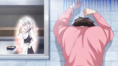Watch this cute maid take on her master under the counter in 4K 60fps hentai video