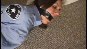 Security Guard in Pantyhose Hogtied and Gagged