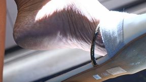 Stunning candid slipper dangling feet fetish, very hot feet soles ignoring foot fetish