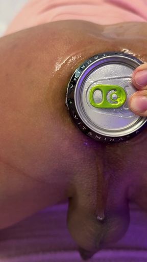 shemale whore pushing the entire can of monster energy drink   Clip 1