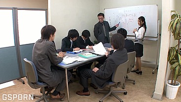 New big tits japanese secretary girl fucked in office gangbang in Tokyo city