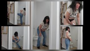 GRTL PEEING AND WEARING THE TIGHEST BLUE JEANS
