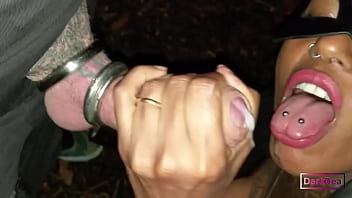 Dark Dea` the Whore in the Wood gets a big load in her wet pussy