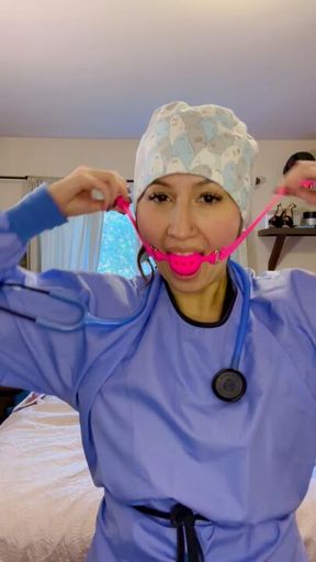 5 min Full PPE Luna but with a twist! I ball gag myself then cover that with a mask, glove up with surgical gloves and pleasure myself!