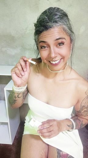 My Special Warm Cocktail in White Dress