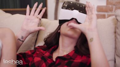 Lesbea Ale Danger caught masturbating in VR lesbian fantasy turns to romantic pussy licking reality