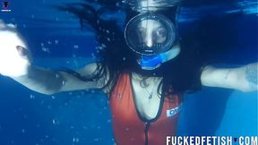 Latina beauty Helen Star in irresistible swimwear at pool party