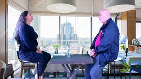 Busty waitress shows off big natural tits and teases with strip game