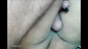 Jasmin Shemale Crossdresser Transgender Squeezing Soft Cock and Balls between fat Thighs