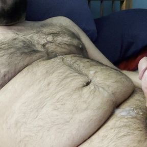 Cumshot and hairy chest and belly