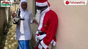 long dick santa claus is captured on camera playing with his cock and then offers wet pussy as a gift