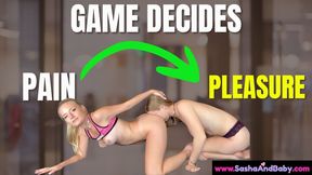 Game Decides Pain or Pleasure with Sex Wheel in Lingerie - Fun Roomies Explore Fetish and Kink