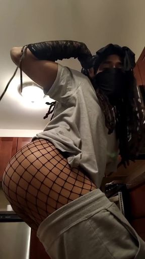 Tgirl Strips Out of Boyfriends Clothes Twerking He Fucks While She Pisses