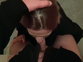 Slut girlfriend at serious want to get fucked during the meal at restaurant