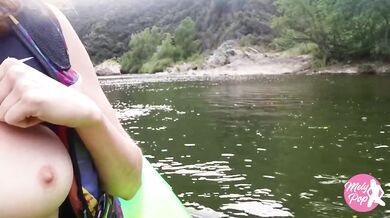 Redhead Flashes While Kayaking and Pisses in Public Solo