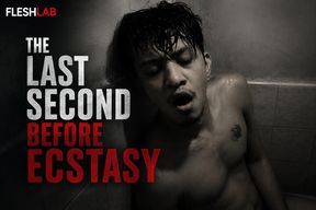 LAST SECOND BEFOE ECSTACY: Tattooed Pinoy Twink Jerks Off in Dark Toilet, Plays Nipples, Shoots on Big Balls