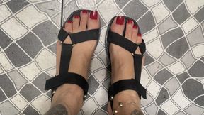 Walking home after a run with my beautiful sweaty feet.