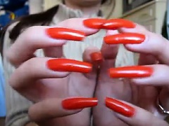 Stunning long fingernails that are red