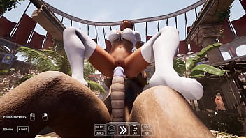 The huge cock of the awakened statue stretches Lara&#039_s holes and fertilizes her. 3D Hentai Game