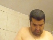 Playing with my small cock and sucking my tits