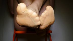 tan pantyhose feet fun