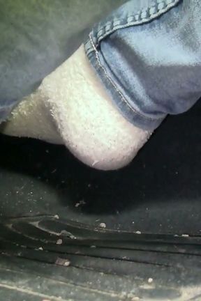 Pedal Pumping and Driving Just in White Terry Socks