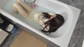 Oversized Hoodie, Warm Milk Soak - Dry to Fully Soaked See-Through Wetlook