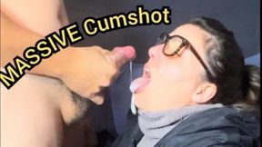 Nerd Wife Takes MASSIVE Cumshot in Mouth &amp; Puffy Jacket