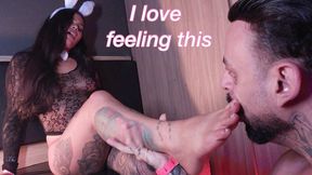 Content creator writhes in pleasure as her feet are licked at a public party - FOOT FETISH - FOOT WORSHIP - PUBLIC PARTY - TOE SUCKING - SOLES LICKING - SPITTING - TRAMPLING