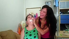 Noisy Girl Gagged By Sexy Milf Stepmom