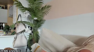 Shemale Blonde With Nice Cock Jerking Off