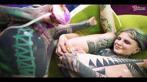 3 tattoo lesbians play with cum - anal gape, prolapse, ass cum swap first time anal - punk, goth, alt porn - anuskatzz - zf012