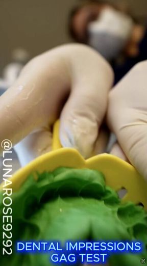 Dental Assistant test your gag while taking impressions, and to help you relax giving you a handjob🦷🪥🧤🍆💦