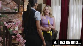 LEZ BE BAD - Busty Ravyn Alexa Catches Cleaner Lexi Lore Dancing Late At The Office &amp; FISTS Her