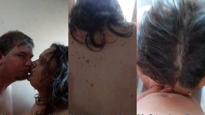 husband & ssbbw milf wife bathroom session - belly fuck , asshole doggy fuck and cum on big boobs