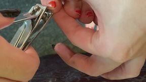 Toenail fetish - watch me trim my painted nails ready for a repaint