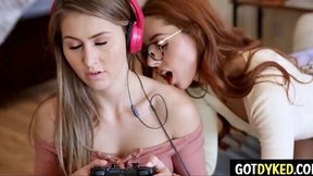 Lesbian Sisters Get Naughty During Gaming Marathon