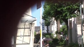 Japanese babe taped peeing in public by voyeur