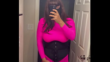 Pink catsuit sissy