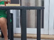 Remote Vibrators Inside Hot Girl in Public caffe Squirt control by waiter