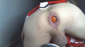 Big stuffing. Fruits in the ass